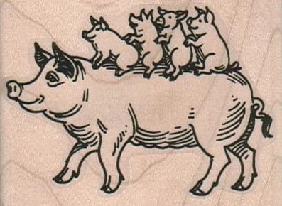 Piggies Riding On Mama 2 3/4 X 2
