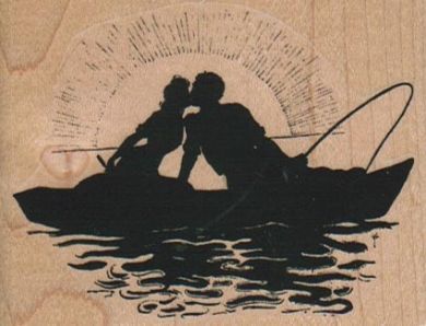 Lovers Kissing In Boat 3 x 2 1/4