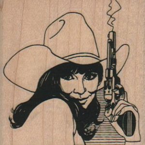 CowGirl With Smoking Gun 2 1/4 x 2 1/4-0