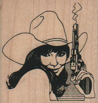 CowGirl With Smoking Gun 2 1/4 x 2 1/4