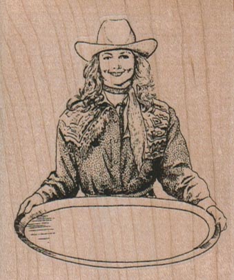 Cowgirl With Tray 2 1/2 x 2 3/4