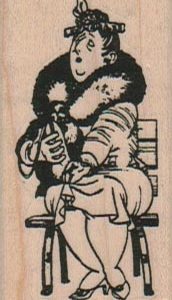 Lady In Fur On Chair 1 1/4 x 2 1/4-0
