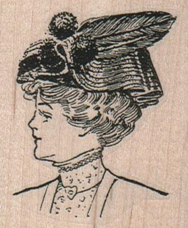 Lady In Feather Hat/High Collar 2 x 2 1/4