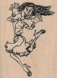 Lady Running With Tongue Out 1 3/4 x 2 1/4