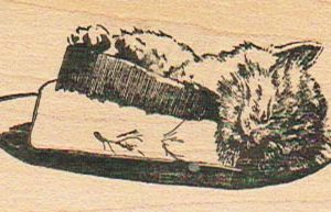 Cat Sleeping In Hat 1 1/2 x 2 3/4-0