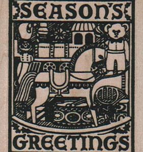 Seasons Greetings Square 1 3/4 x 2 1/4-0
