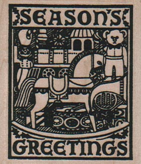Seasons Greetings Square 1 3/4 x 2 1/4