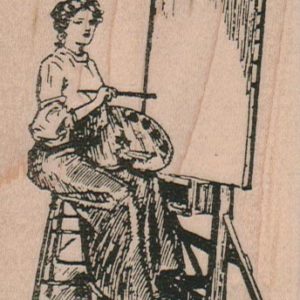 Lady Painting At Easel 2 1/2 x 3 1/2-0