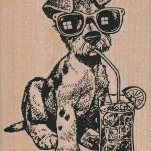 Sunglasses Terrier Drinking Iced Tea/Lemonade 2 3/4 x 3 1/2-0