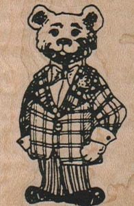Bear In Plaid Jacket & Striped Pants 1 1/2 x 2 1/4-0