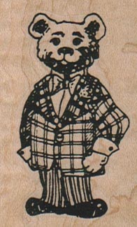 Bear In Plaid Jacket & Striped Pants 1 1/2 x 2 1/4
