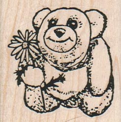 Bear With Flower 1 3/4 x 1 3/4