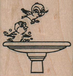 Birds In Bird Bath 2 x 2