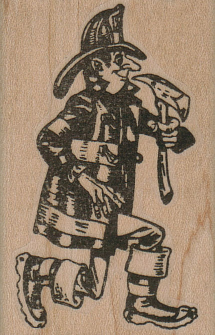 Fireman Running With Ax 1 1/2 x 2 1/4