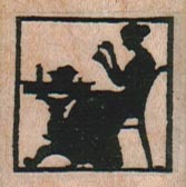 Silhouette Lady At Table 1 1/4 x 1 1/4