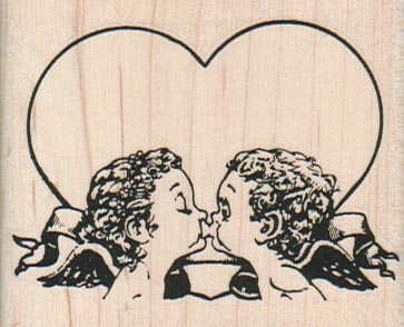 Kissing Cupids In Heart 2 1/2 x 2