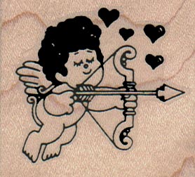Cupid With Bow And Hearts (Facing Right) 2 x 1 3/4