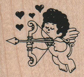 Cupid With Bow And Hearts (Facing Left) 2 x 1 3/4