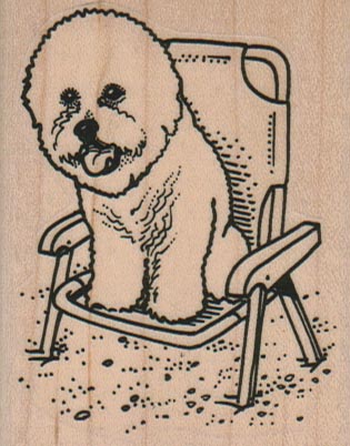 Bichon In Lawn Chair 2 1/4 x 2 3/4