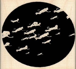 Flying Monkeys Against Moon 3 1/4 x 3