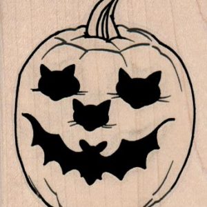Cat And Bat Jack O'Lantern 2 1/2 x 2 3/4-0