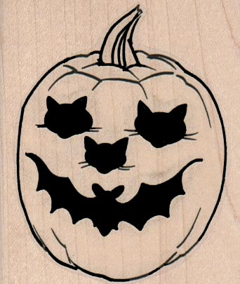 Cat And Bat Jack O’Lantern 2 1/2 x 2 3/4
