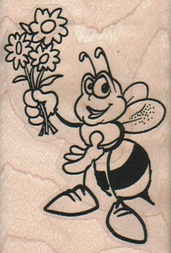 Bee With Flowers 1 3/4 x 2 1/2