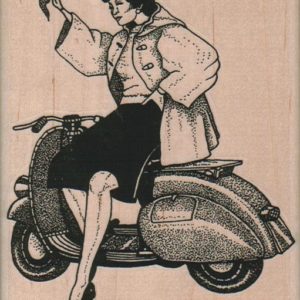 Lady On Motor Scooter 3 1/2 x 4-0