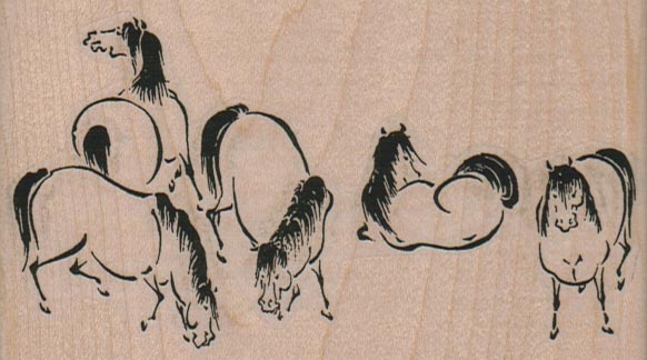 Group Of Five Horses 4 x 2 1/4