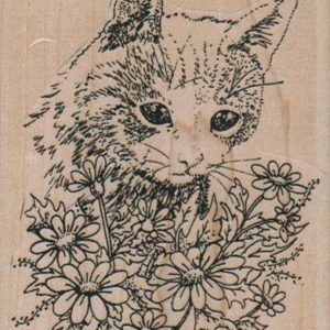 Cat In Flowers 2 3/4 x 3 1/4-0