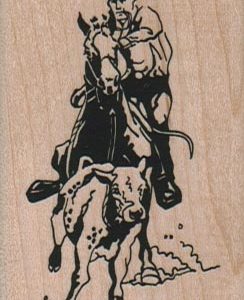 Cowboy Chasing Calf 1 3/4 x 2 1/2-0