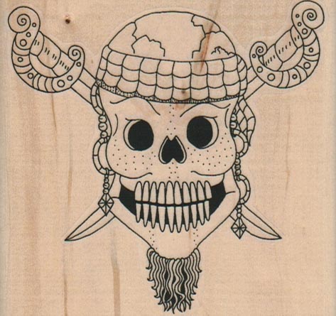 Pirate Skull With Swords 3 1/4 x 3