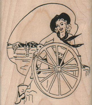 Cowgirl With Wheel 2 1/4 x 2 1/2
