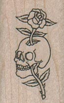 Skull With Rose 1 x 1 1/2