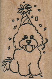 Bichon In Party Hat 1 1/4 x 1 3/4