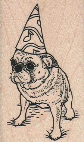 Pug In Party Hat 2 x 3 1/4