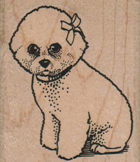 Bichon With Bow 2 x 2 1/4