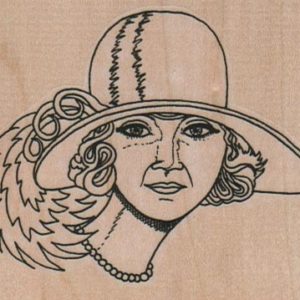 Lady In Wide Brim Hat 3 x 2 1/2-0