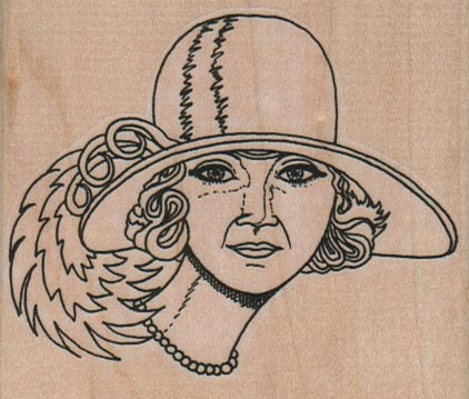 Lady In Wide Brim Hat 3 x 2 1/2