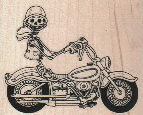Skeleton Riding Motorcycle 3 1/2 x 2 3/4