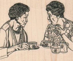 Gossiping Ladies With Tea 4 x 2 1/2-0