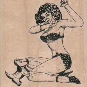 PinUp Girl Hands Up From Dog 3 1/2 x 3 3/4-0