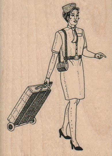 Stewardess With Luggage 2 3/4 x 3 3/4