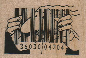 Man Behind Bar Code 2 1/2 x 1 3/4