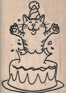 Cat Jumping Out Of Cake 1 1/2 x 2 1/4-0