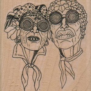 Two Ladies In Goggles 2 3/4 x 3-0