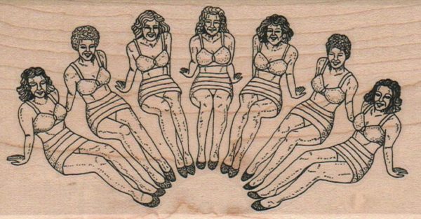 Seven Bathing Beauties 2 3/4 x 5-0