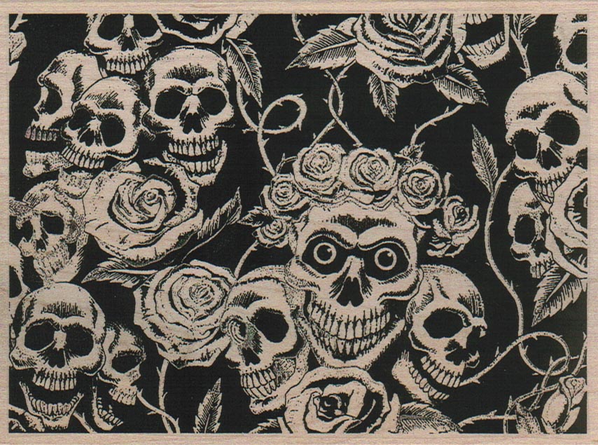 Skull And Roses Background 4 1/2 x 5 3/4