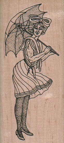 Lady With Umbrella 1 3/4 x 3 3/4