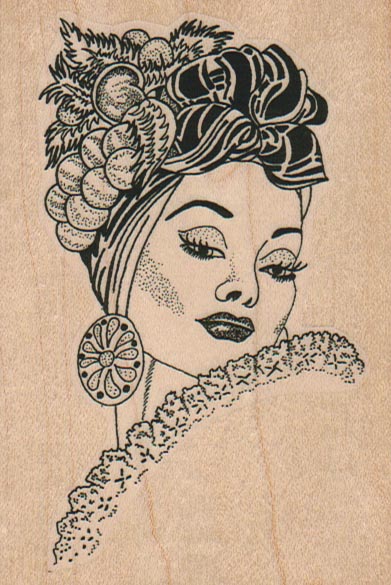 Pretty Lady In Fancy Hat 2 3/4 x 4